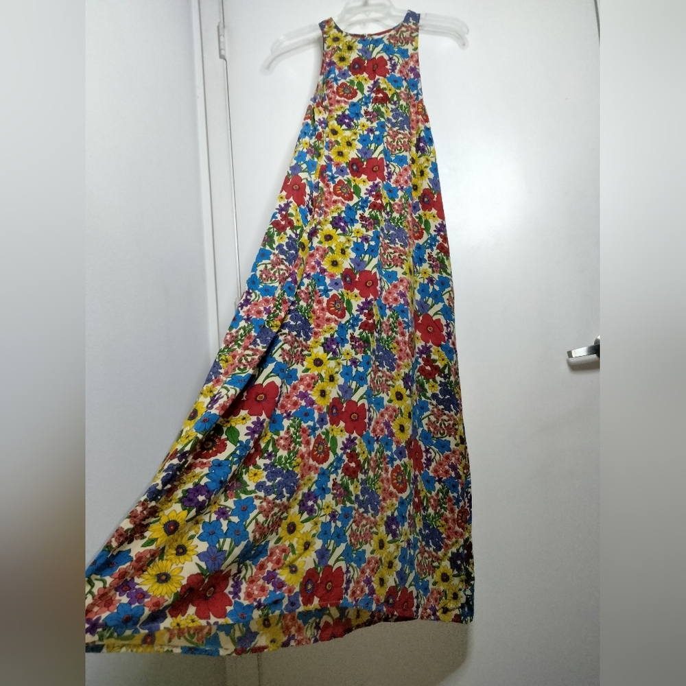 NATURAL LIFE (Size XS/S) Multicolored Sleeveless Floral Slip Pocket Maxi Dress